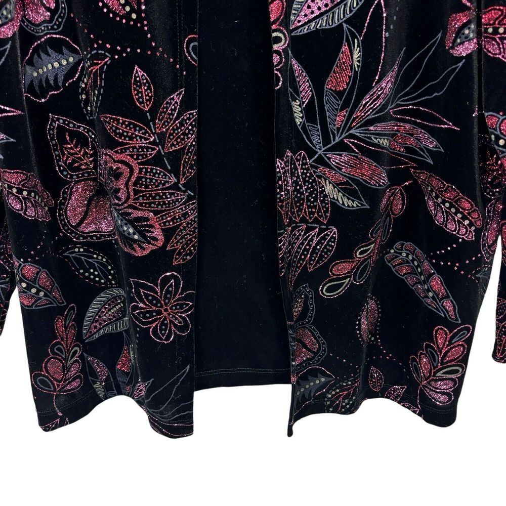 Notations Velvet Pink Red Sparkle Glitter Black Jacket Shell Christmas Size 1X - Picture 4 of 7